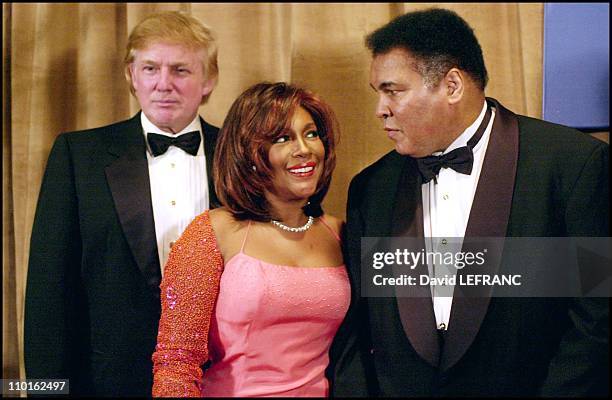 Donald Trump, Mary Wilson and Muhammad Ali in New York, United States on March 14, 2001.