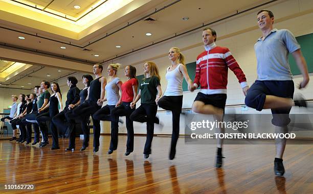 The cast of the Irish musical ''Riverdance' rehearse at the Capitol Theatre in Sydney on March 16, 2011. 'Riverdance' -- performed by a company of 22...