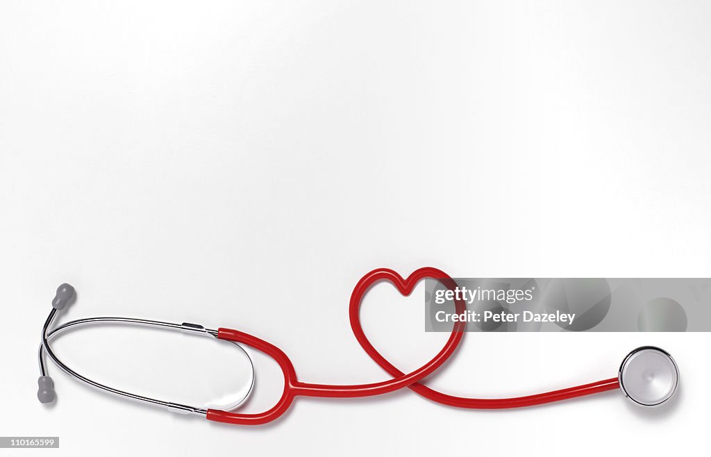 Heart shaped stethoscope with copy space