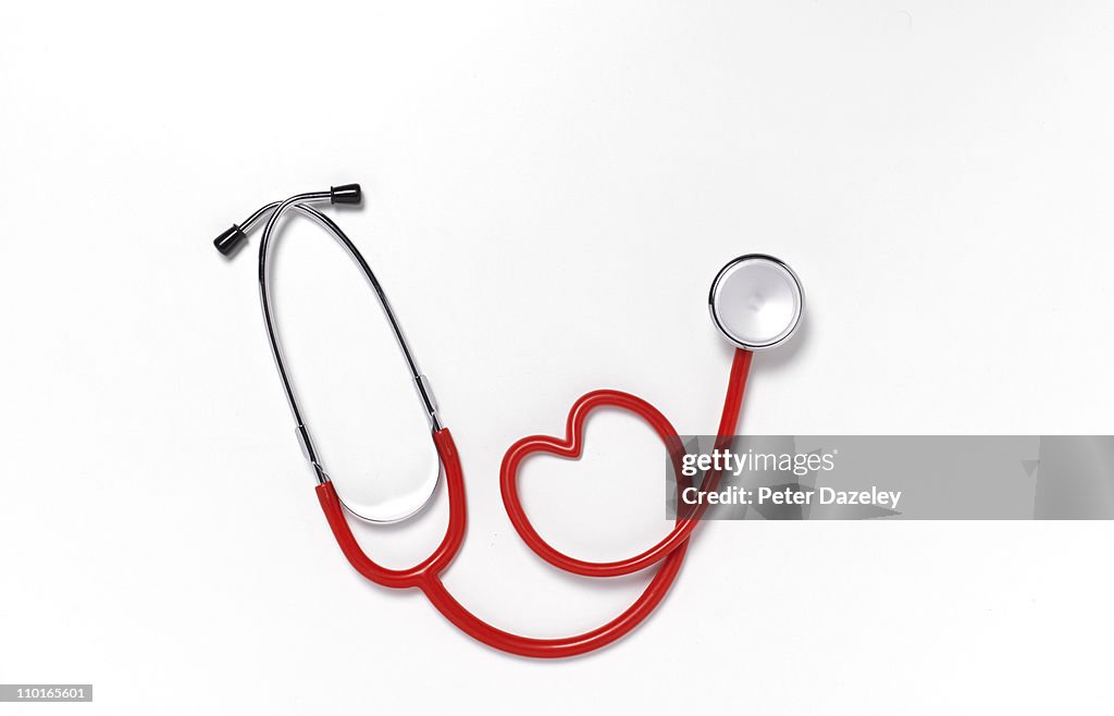 Close up of heart shaped stethoscope