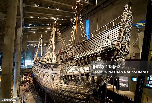 The Vasa is displayed at the Vasa Museum in Stockholm, on March 10, 2011. Sweden's 17th century royal warship Vasa, which sank in 1628 and was...