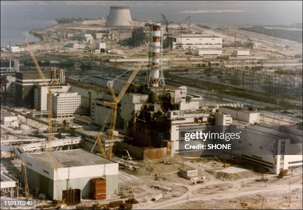 View of the Chernobyl Nuclear power plant three days after the explosion on April 29, 1986 in Chernobyl:,Ukraine.