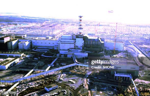 View of the Chernobyl Nuclear power plant three days after the explosion on April 29, 1986 in Chernobyl:,Ukraine.