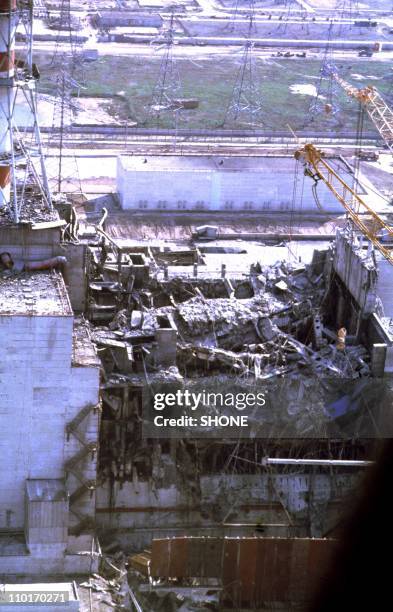 View of the Chernobyl Nuclear power plant three days after the explosion on April 29, 1986 in Chernobyl,Ukraine.