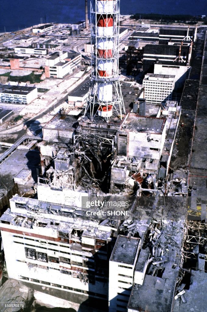 Chernobyl First View of the Chernobyl Nuclear power plant three days after the ...
