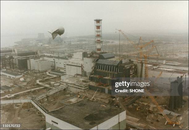 View of the Chernobyl Nuclear power after the explosion on April 26 1986 in Chernobyl:,Ukraine.