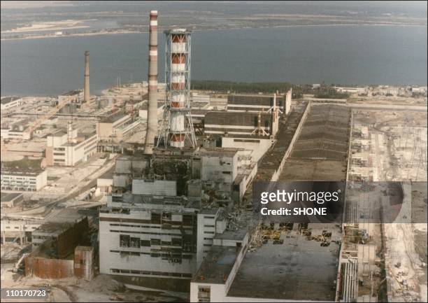 View of the Chernobyl Nuclear power plant three days after the explosion on April 29, 1986 in Chernobyl:,Ukraine.