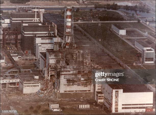 View of the Chernobyl Nuclear power plant three days after the explosion on April 29, 1986 in Chernobyl:,Ukraine.