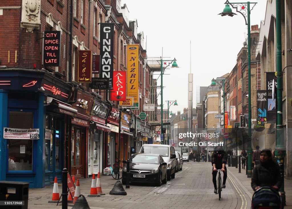 Curry Houses In Brick Lane As Concerns Rise Over The New Laws Regarding Immigrant Workers Loom