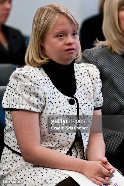 Lauren Potter attends a briefing to discuss the bullying of special needs children at Cannon Building on March 16, 2011 in Washington, DC.