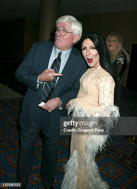 Phil Donahue and Cher lookalike Howie B. During 14th Annual GLAAD Media Awards-Arrivals at Marriott Marquis Hotel in New York, NY, United States.