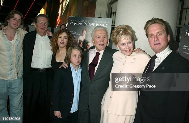 Cameron Douglas, Director Fred Schepisi , Bernadette Peters, Rory Culkin, Kirk Douglas, Diana Douglas and Michael Douglas