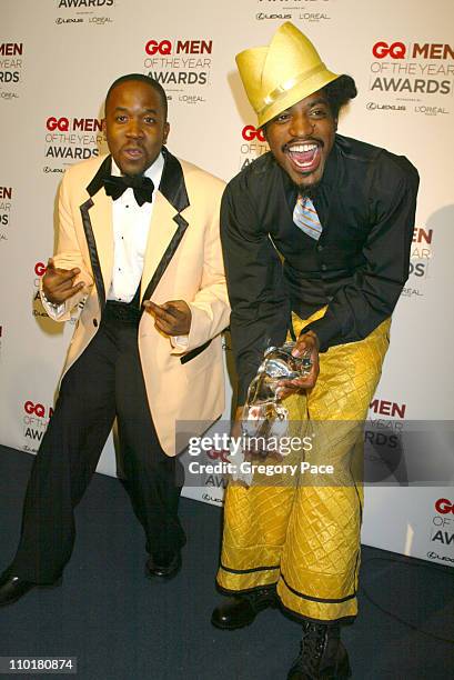 Big Boi and Dre 3000 of Outkast during 2002 GQ Men of the Year Awards at Hammerstein Ballroom in New York City, New York, United States.