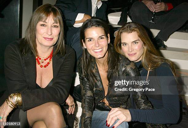 Anjelica Huston, Angie Harmon and Brooke Shields during Donna Karan "Black Cashmere" Launch in New York City, New York, United States.