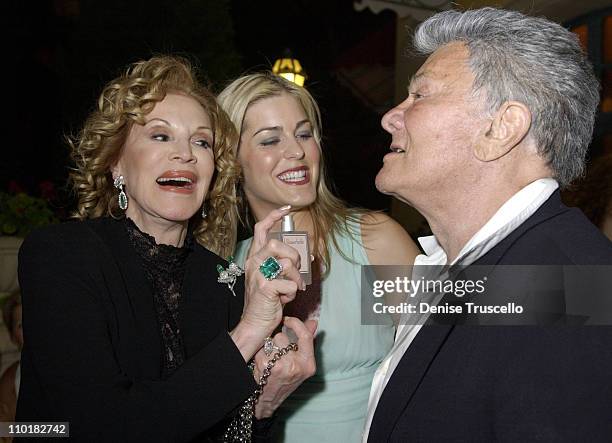 Phyllis McGuire, Jeneva Bell, Tony Curtis during Flowerbelle Perfume Launch Designed By Jeneva Bell at Bellagio Hotel in Las Vegas, Nevada, United...