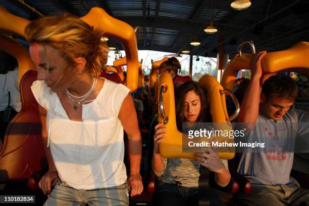 Britney Spears, Lauren Melkus and Bryan Spears exit Six Flags Magic Mountains' newest ride "Scream" *Exclusive Call for Pricing*
