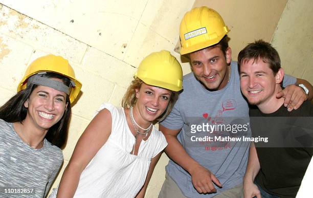 Lauren Melkus, Britney Spears, Bryan Spears and Dan Dymtrow have some fun with construction hats at Six flags Magic Mountain *Exclusive Call for...