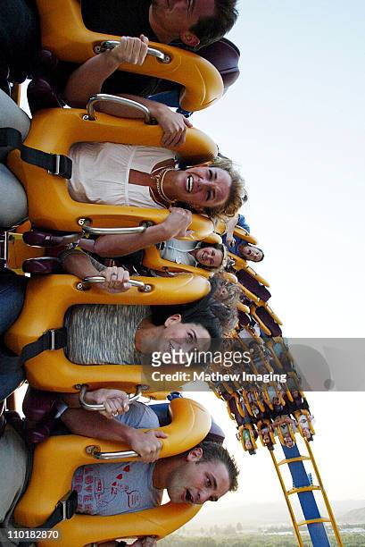 Dan Dymtrow, Britney Spears, Lauren Melkus and Bryan Spears riding Six Flags Magic Mountains' newest ride "Scream" *Exclusive Call for Pricing*
