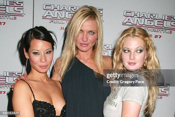 Lucy Liu, Cameron Diaz and Drew Barrymore during "Charlie's Angels: Full Throttle" New York City Premiere at Loews Lincoln Square in New York City,...