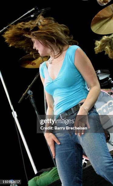 Brett Anderson of the Donnas during Lollapalooza 2003 Tour Opening Night - Indianapolis at Verizon Wireless Music Center in Indianapolis, Indiana,...