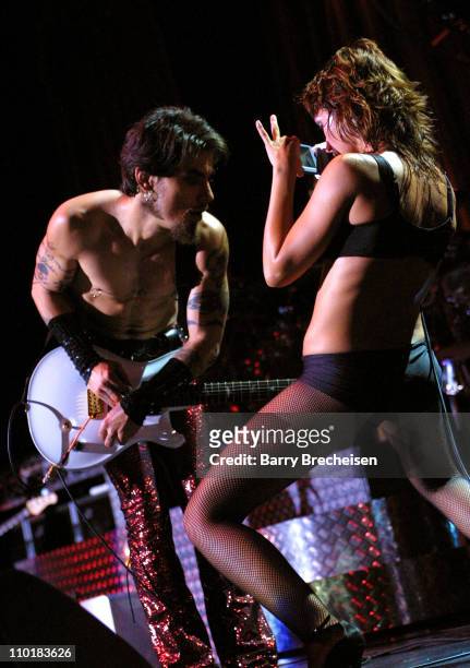 Dave Navarro of Jane's Addiction with dancer during Lollapalooza 2003 Tour Opening Night - Indianapolis at Verizon Wireless Music Center in...