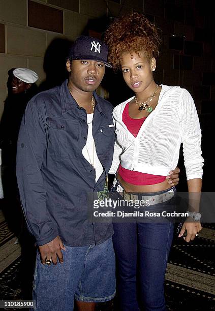 Nas and Kelis during Mercedes-Benz Fashion Week Spring 2004 - Absolut Lifestyle and Honey Magazine Launch Universal Party at Gotham Hall in New York...