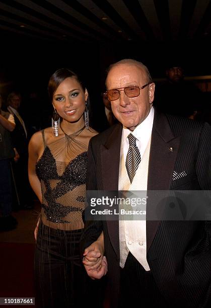 Alicia Keys and Clive Davis during 2004 Clive Davis Pre-Grammy Party - Red Carpet at Beverly Hills Hotel in Beverly Hills, California, United States.