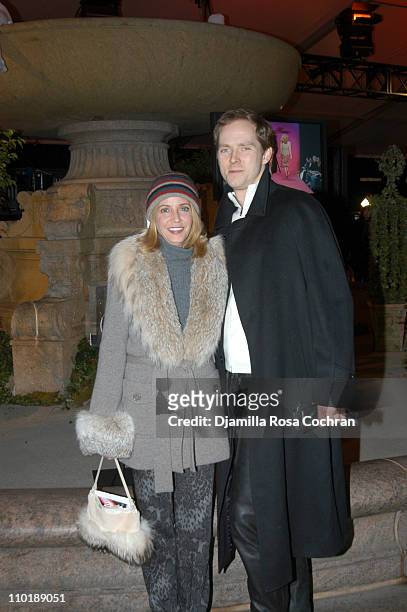 Candace Bushnell and Charles Askegard during Olympus Fashion Week Fall 2004 - Seen at Bryant Park - Day 3 at Bryant Park in New York City, New York,...