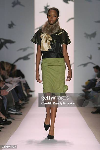 Gerren Taylor wearing Milly Fall 2004 during Olympus Fashion Week Fall 2004 - Milly - Runway at The Promenade at Bryant Park in New York City, New...