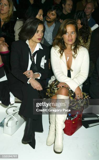 Bianca Jagger and Jade Jagger during Olympus Fashion Week Fall 2004 - Calvin Klein - Front Row at Milk Studios in New York City, New York, United...