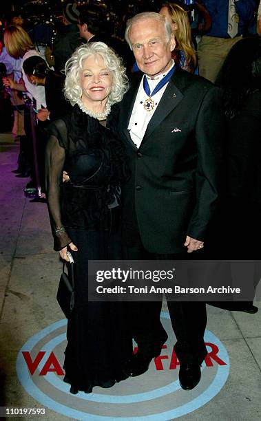 Lois Aldrin and Buzz Aldrin during 2004 Vanity Fair Oscar Party - Arrivals at Mortons in Beverly Hills, California, United States.