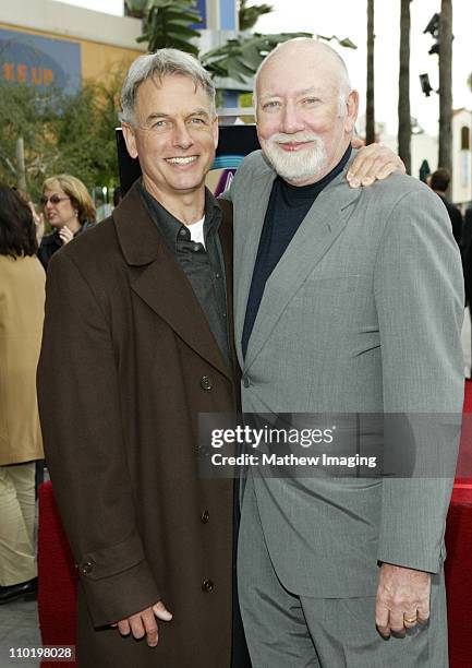 Mark Harmon and Donald P. Bellisario during Donald P. Bellisario Honored with Star on the Hollywood Walk of Fame at 7080 Hollywood Blvd in Hollywood,...