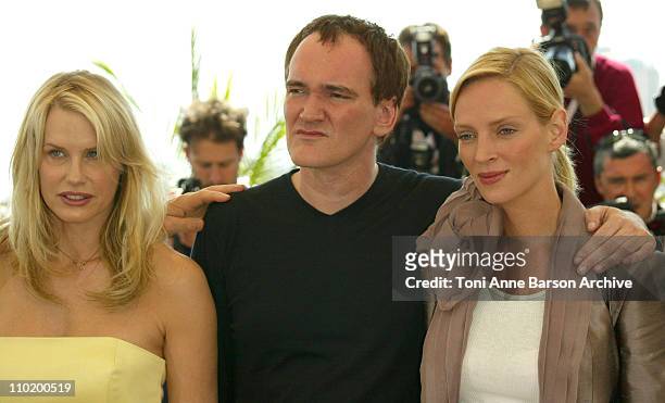 Daryl Hannah, Quentin Tarantino and Uma Thurman during 2004 Cannes Film Festival - "Kill Bill Vol. 2" - Photocall at Palais Du Festival in Cannes,...