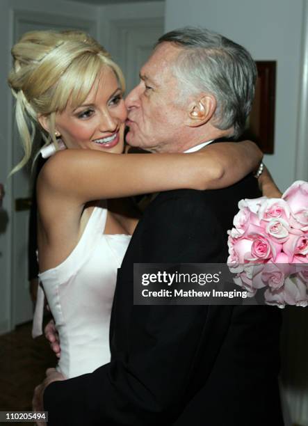 Holly Madison and Hugh Hefner at the wedding of Film director Charlie Matthau, son of Carol and Walter Matthau, and Ashley Lauren Anderson a former...