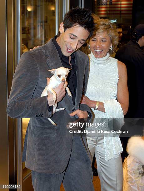 Adrien Brody, his dog Ceelo Vicious and Anna Zegna