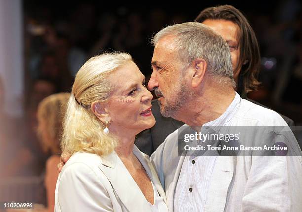 Lauren Bacall and Jean-Claude Carriere during 30th Deauville American Film Festival - "Birth" - Premiere at CID in Deauville, France.