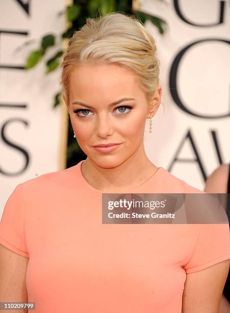 Actress Emma Stone arrives at the 68th Annual Golden Globe Awards held at The Beverly Hilton hotel on January 16, 2011 in Beverly Hills, California.