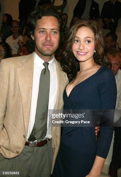 David Lauren and Emmy Rossum during Olympus Fashion Week Spring 2005 - Ralph Lauren - Front Row at The Annex in New York City, New York, United...