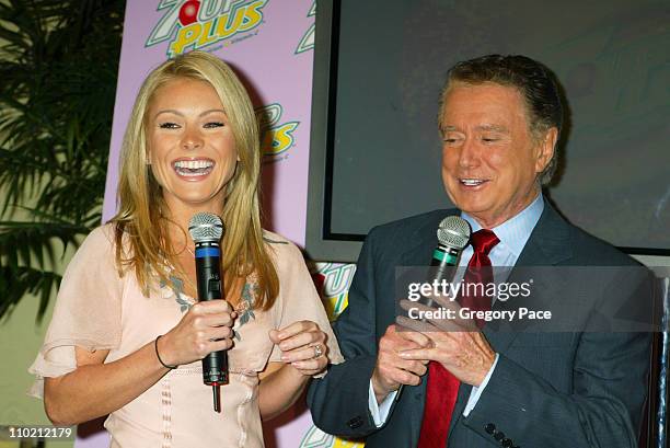 Kelly Ripa and Regis Philbin during 7UP Plus Commercial Viewing Party - Inside at Great Jones Spa in New York City, New York, United States.