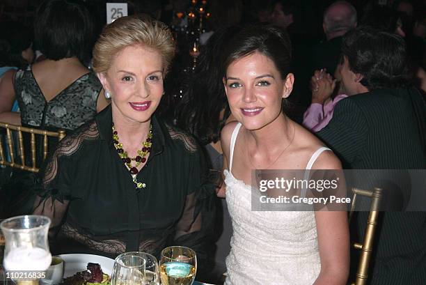 Carolina Herrera and Katie Holmes during The Fragrance Foundation's 2005 FiFi Awards - Inside the Dinner at Hammerstein Ballroom in New York City,...