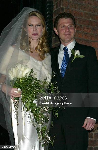 Stephanie March, of TV's "Law & Order: Special Victims Unit," and Bobby Flay, New York chef after becoming man and wife.