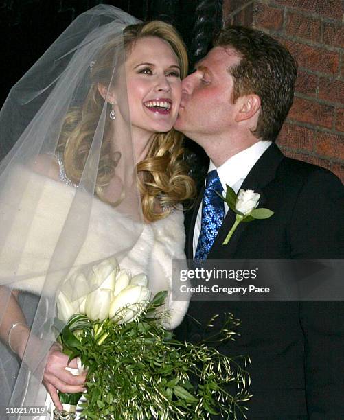 Stephanie March, of TV's "Law & Order: Special Victims Unit," and Bobby Flay, New York chef after becoming man and wife.