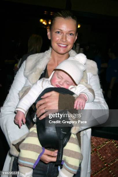 Sarah O'Hare Murdoch and her baby boy Kalan during "Robots" Special New York Screening and Lobby Party at Ziegfeld Theater in New York City, New...