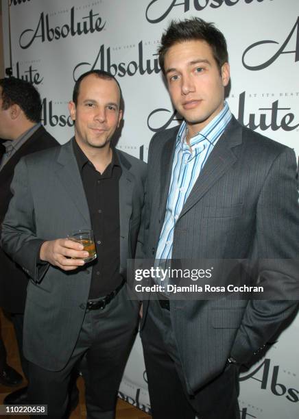 Andrew Essex and Eric Villency during Absolute Magazine Launch Party at One Central Park Condominuims in New York City, New York, United States.
