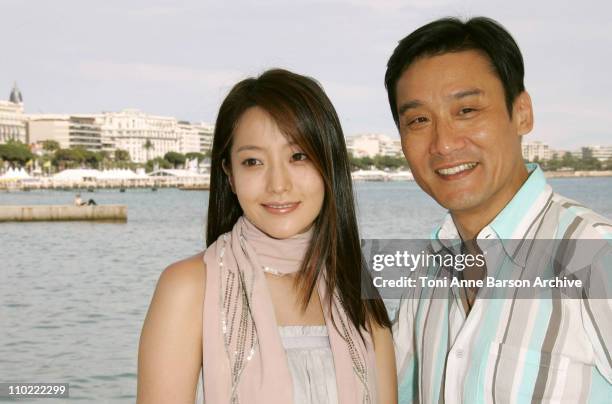 Kim Hee-Seon and Tony Leung Ka-fai Ka Fai during 2005 Cannes Film Festival - "The Myth" Photocall at Majestic Pier.