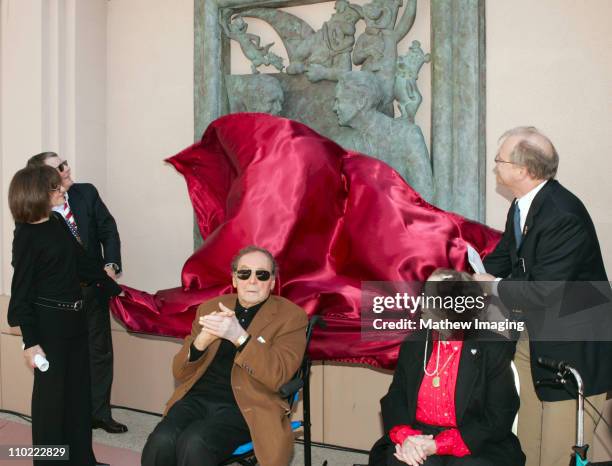 Sander Schwartz, president of Warner Bros. Animation, Jayne Barbera, Joseph Barbera, Violet Hanna and John Shaffner, co-chair of the Television...