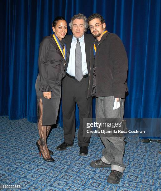 Daria Hines, Robert De Niro and Zachary Hines during The Young Audiences New York Children's Arts Medal Benefit at Marriott Marquis in New York City,...