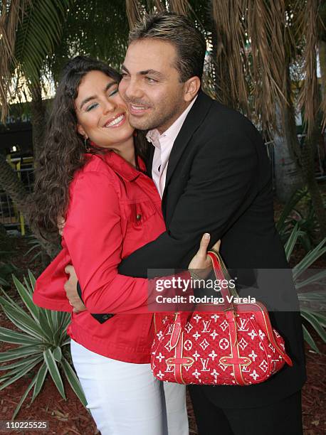 Valeria Liberman and Cristian Castro during 2005 Billboard Latin Music Awards and Conference - Rehersals - Day 2 at Miami Arena in Miami, Florida,...