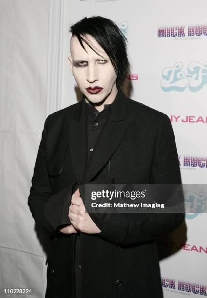 Marilyn Manson during DKNY Jeans and Lo-Fi Gallery Present "Mick Rock Live in LA" Exhibit at Lo-Fi Gallery in Hollywood, California, United States.