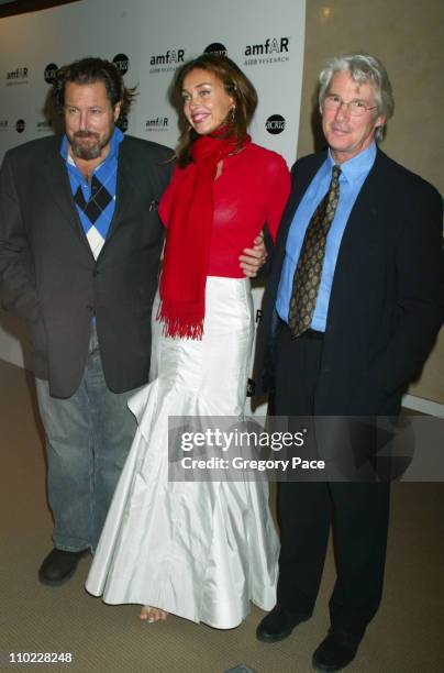 Julian and Olatz Schnabel and Richard Gere during amfAR and ACRIA Honor Herb Ritts with a Sale of Contemporary Artwork - Inside Arrivals at Sothebys...